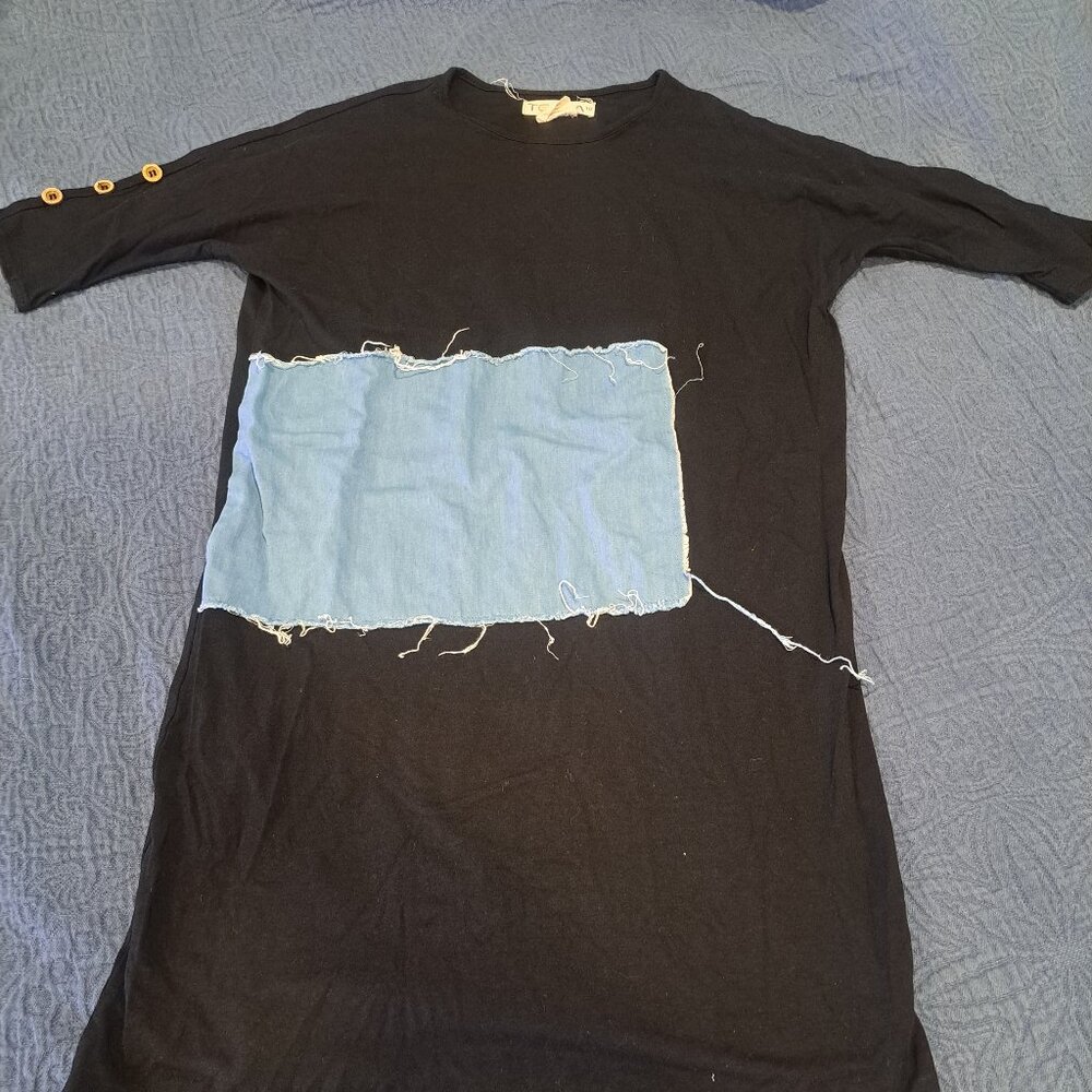 Girls T-Shirt Dress with Denim Pocket
